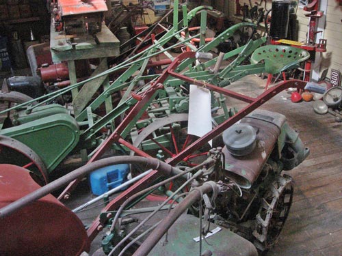 Rotary hoes, potato harvesters and other small motorised farm implements.